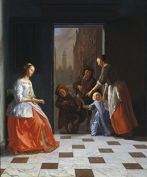 Jacob Ochtervelt Street Musicians at the Door oil painting picture